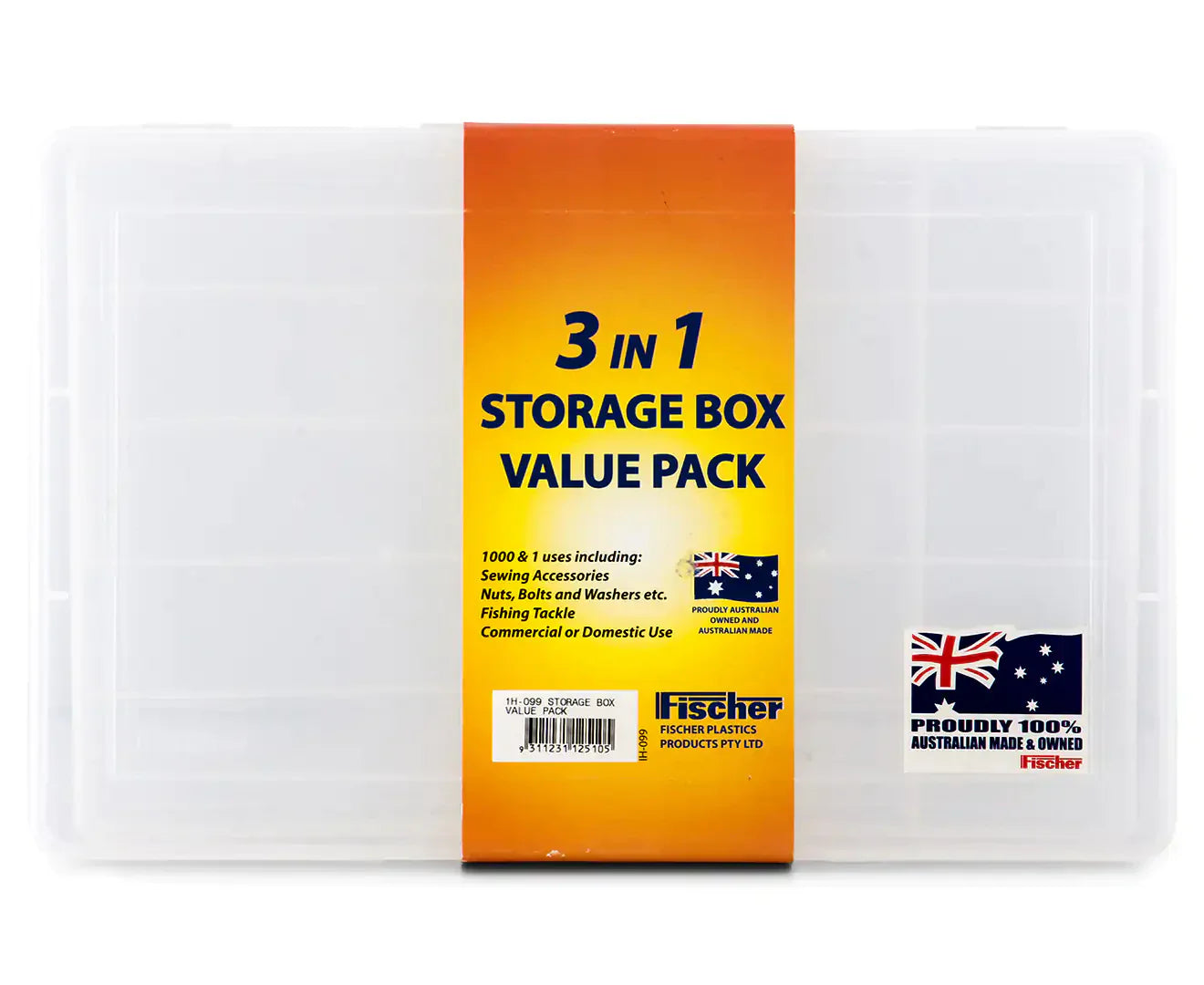 Fischer Plastics 3-in-1 Storage Box Value Pack Clear