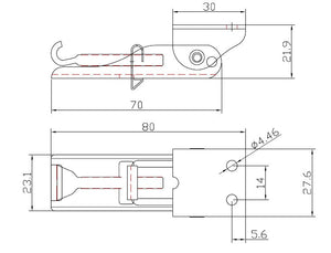 Over-Centre Latch 55mm - 85mm with Keeper Plate - 304 Stainless Steel