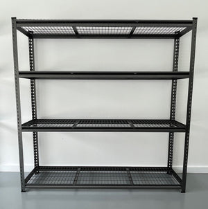 Summit Heavy Duty Rivet Garage Shelving Mesh Shelves Hammertone Grey