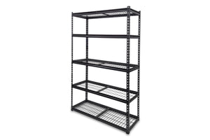 Summit Heavy Duty Rivet Garage Shelving Mesh Shelves Hammertone Grey