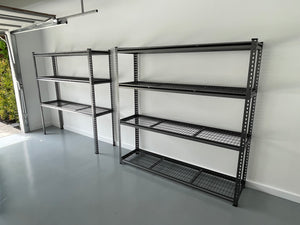Summit Heavy Duty Rivet Garage Shelving Mesh Shelves Hammertone Grey