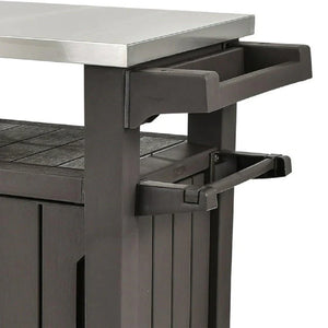 Keter Unity XL Mobile BBQ Prep and Storage Unit with Steel Bench Top