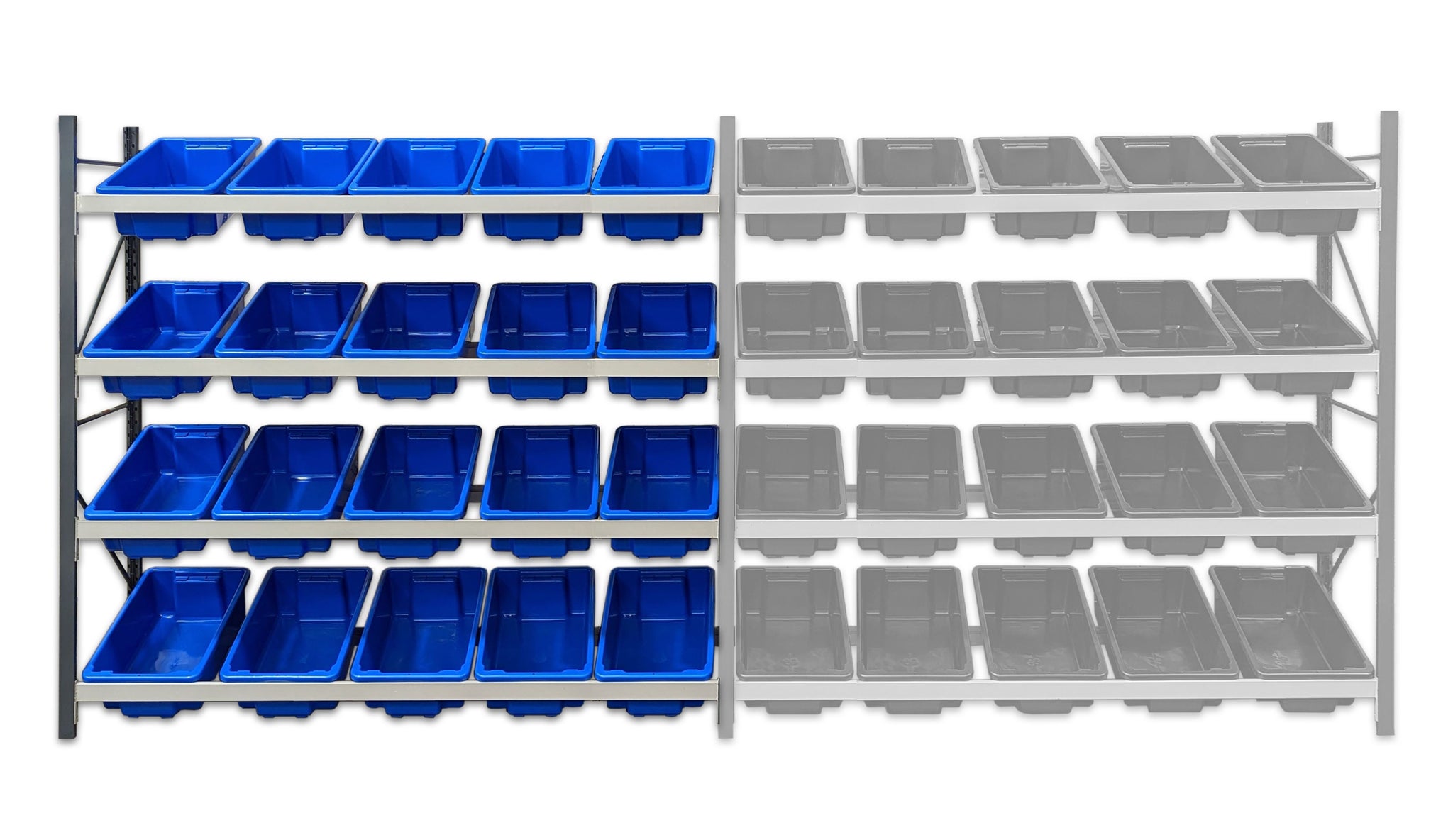 Stormor Premium Longspan Tub Rack with Plastic Bins - Stormor Shelving