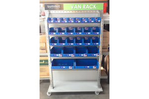 Summit Van Rack Shelving Storage Kit Frame with Fischer Plastic Bins